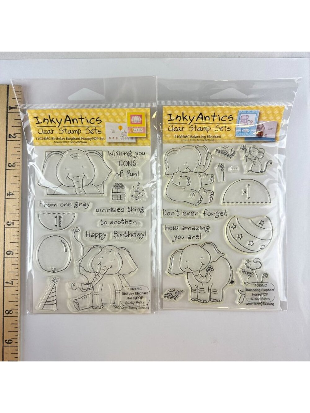 Inky Antics Clear Stamp Sets Birthday & Balancing Elephant HoneyPOP Set